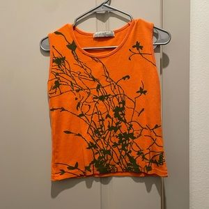Orange Painted No-Sleeve T-Shirt